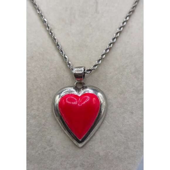 Silver Tone Heart Pendant With Silver Tone Bezel Set - Picture 1 of 3